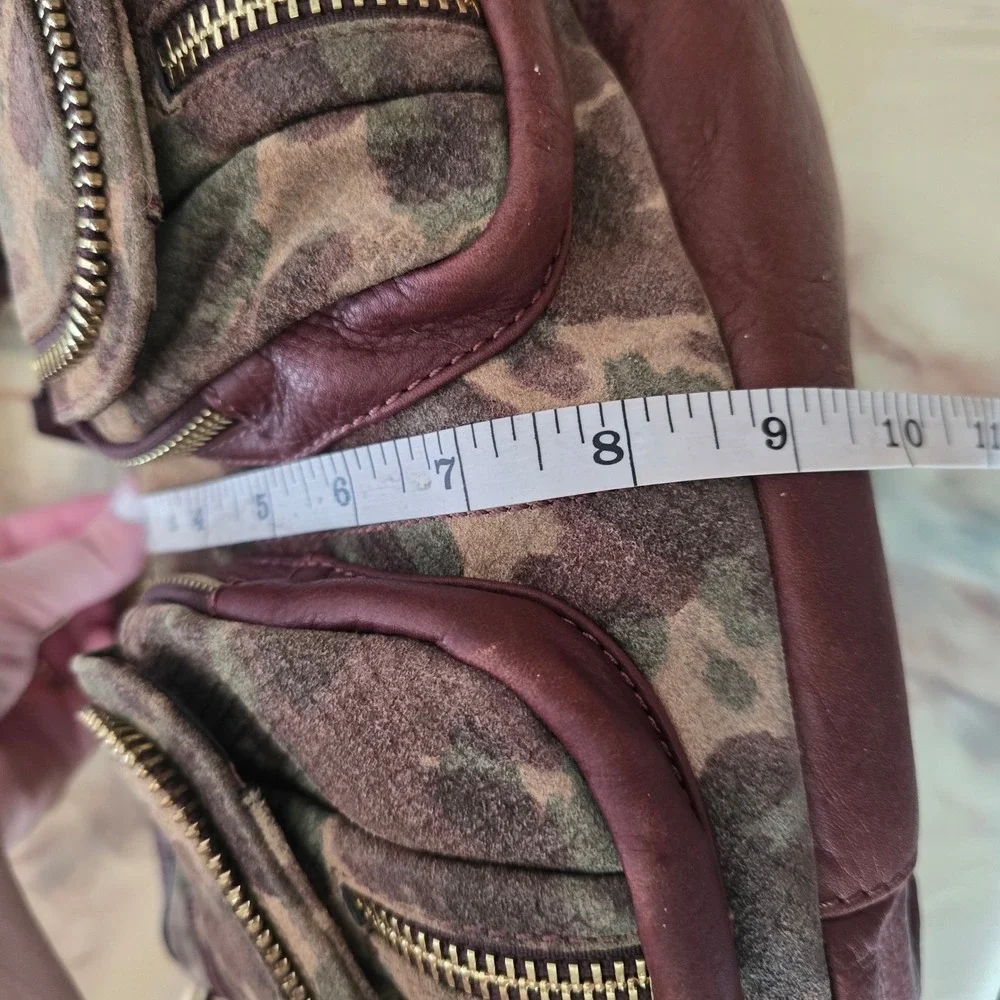 B. Makowsky Camo Print Leather Shoulder Bag Grunge Y2K Utility Hobo Pockets
